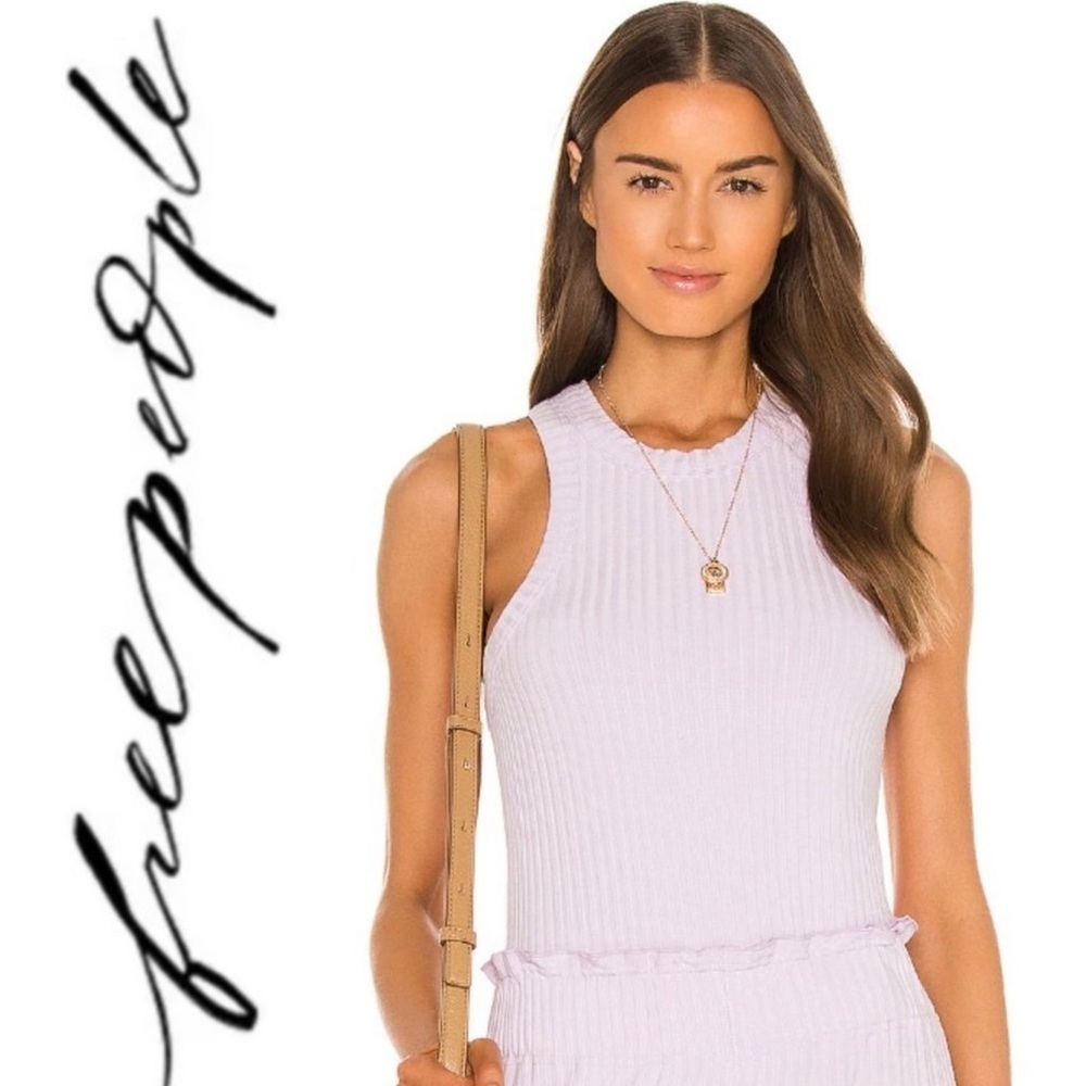 โจ FP MOVEMENT by FREE PEOPLE Blissed Out Ribbed Tank Racerback Top in Lilac NWT